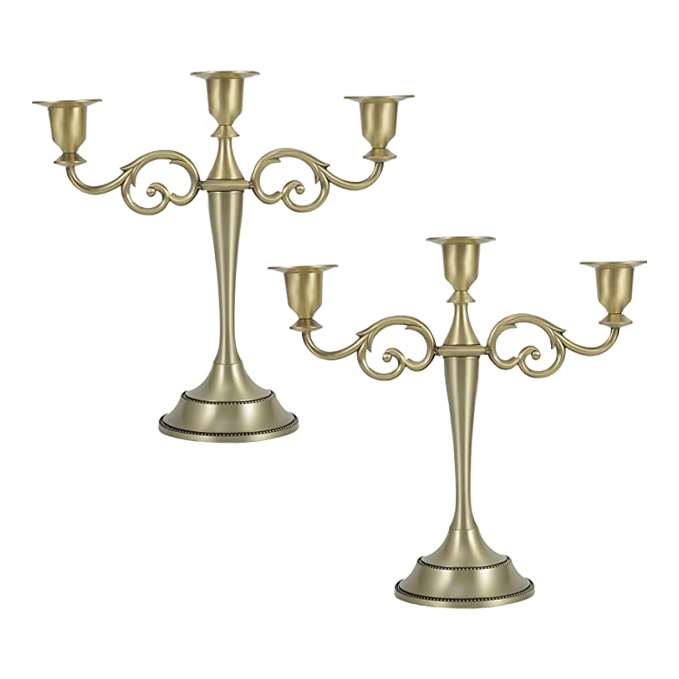 DynaLiving Candelabra Candle Holder 3arm Metal Candelabra Bronze